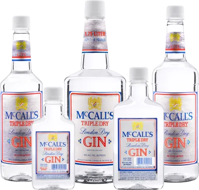 McCall’s London Dry London Dry Gin, family photo, previous label