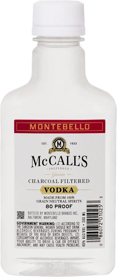 McCall’s Charcoal Filtered Vodka, 200 ml, refreshed label