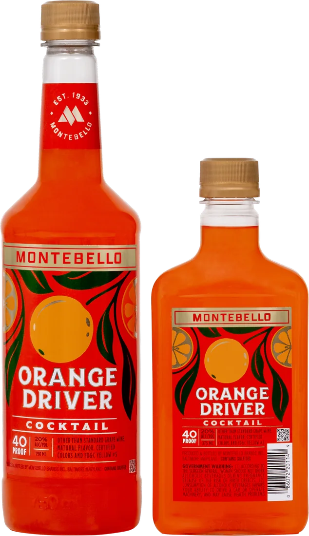 Orange Driver Montebello Cocktail, family photo, refreshed label